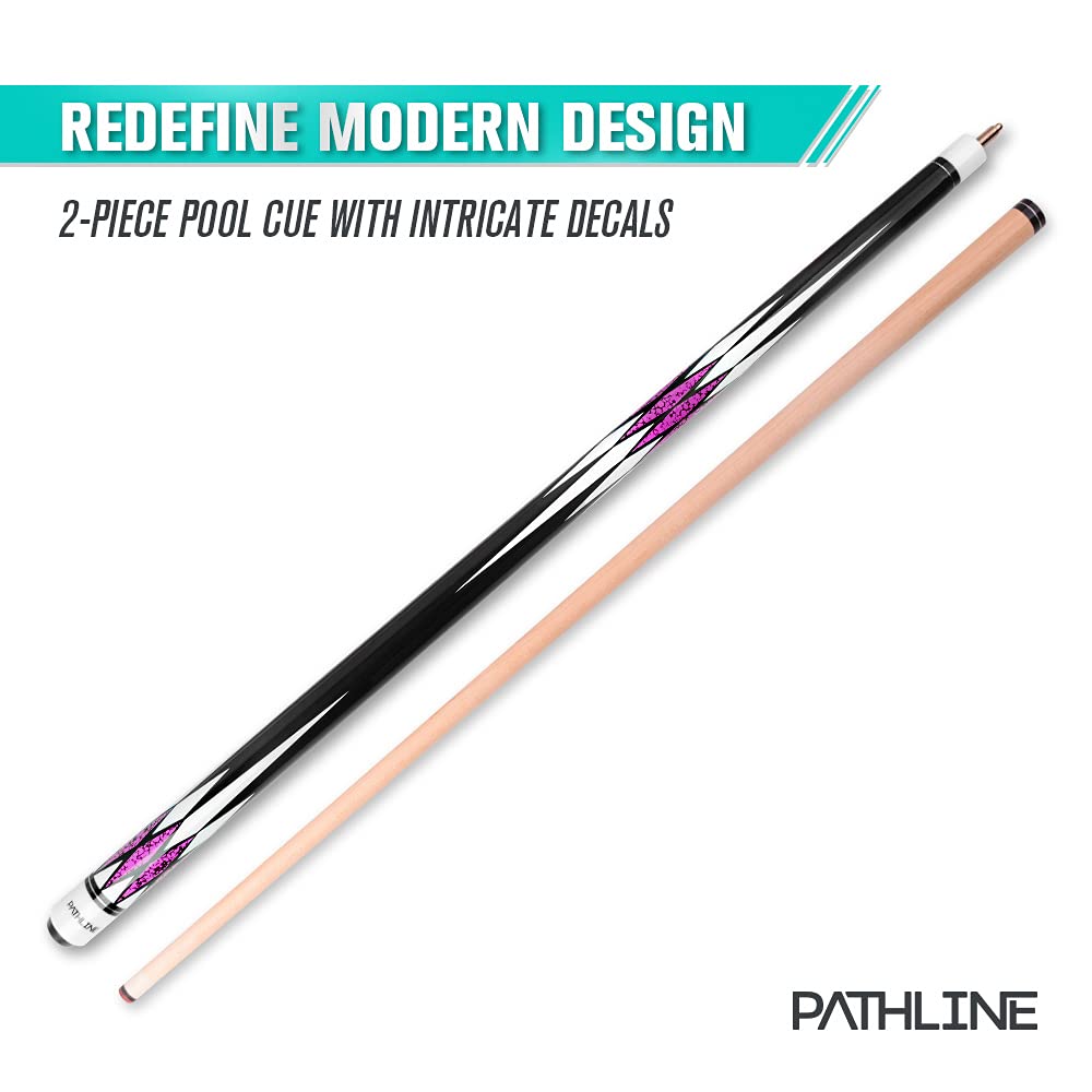 Pathline Pool Cue Stick - 58 Inch Canadian Maple Billiard Pool Stick (Purple 19Oz)