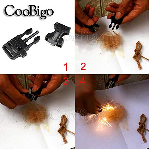 10Pack 3/4'' (19Mm) Fire Starter Survival Whistle Buckle Flint Scraper For Paracord Bracelet Key Lanyard Ourdoor Hiking Camping