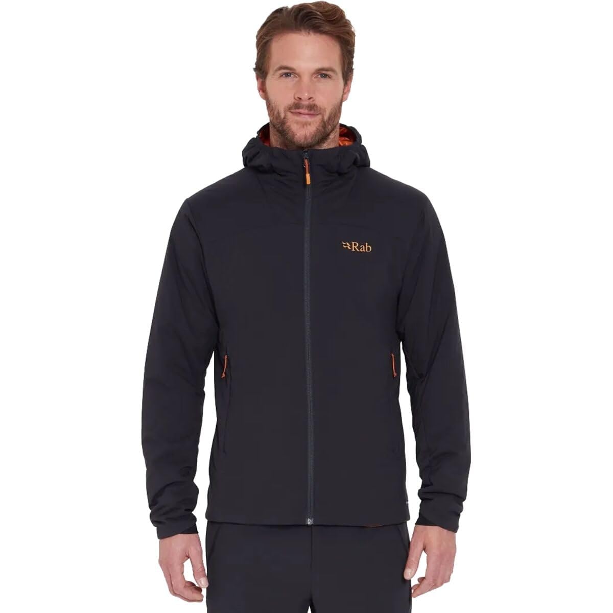 Rab Men's Xenair Alpine Light Hooded Insulated Jacket for Hiking & Mountaineering - Ebony (Marmalade) - Small
