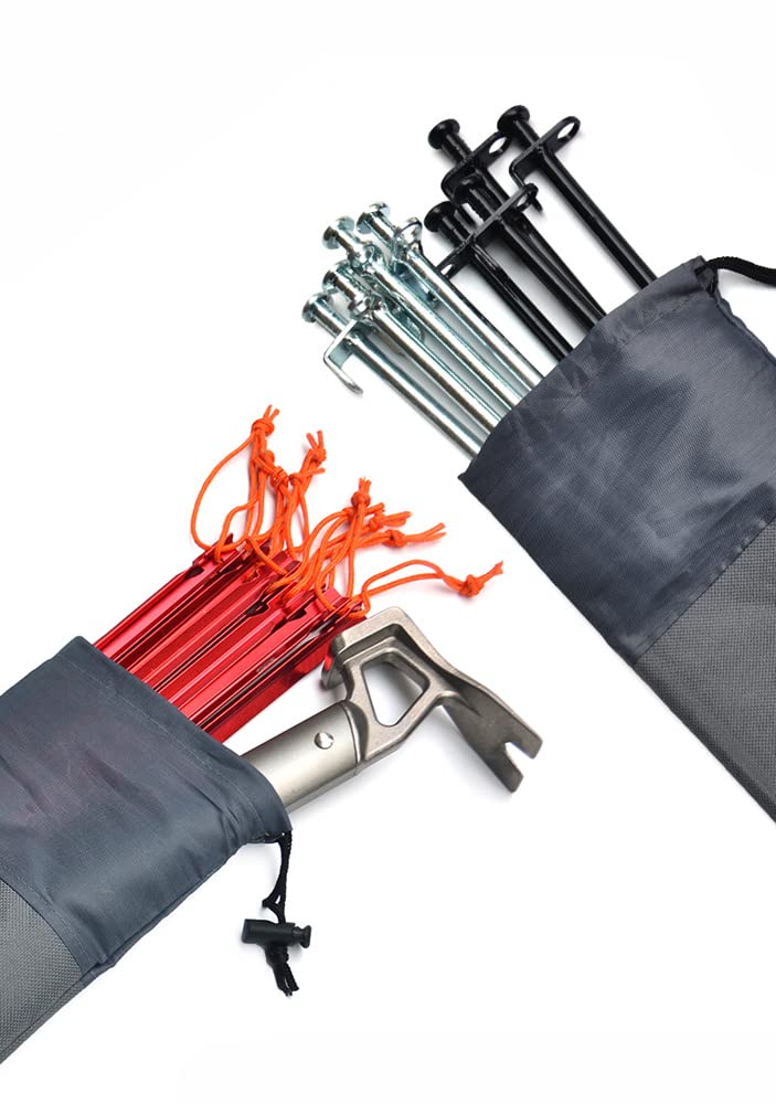 Bluemart 3Pcs Camping Tent Stakes Sleeve Tent Peg Storage Bag Camp Accesorries Bag(L, M, S)