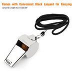 Golvery Metal Referee Coach Whistle - Stainless Steel - Crisp Sound Whistle With Lanyard For School Sports, Soccer, Football, Ba