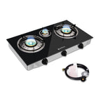 Camplux Propane Gas Stove With 21,600Btu, 3 Burners Propane Stove, Tempered Glass Camping Cooking Stove