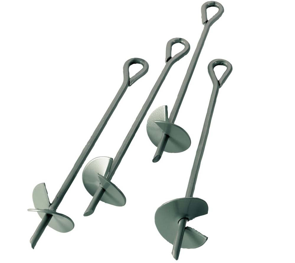 ShelterLogic ShelterAuger 4-Piece 15-Inch Reusable Heavy Duty Steel Earth Auger Anchor Kit with 40-Feet of Rope for Anchoring Sh