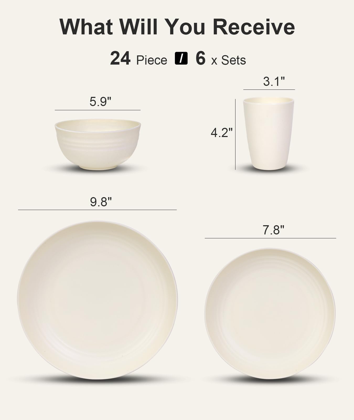 Quatish 24 Piece Plates And Bowls Sets For 6, Unbreakable Dinnerware Sets, Plastic Dish Set For Camping, Dishwasher Microwave Sa