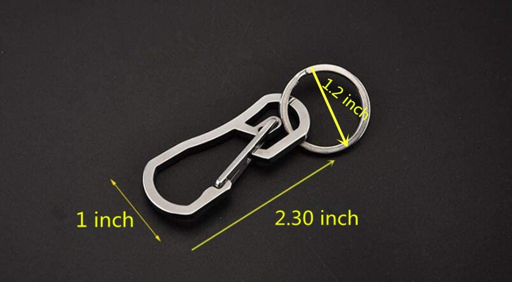 Alsmiley Stainless Steel Carabiner Clip Retractable Ring Set Keychain Quick Release Hooks For Men Women Black