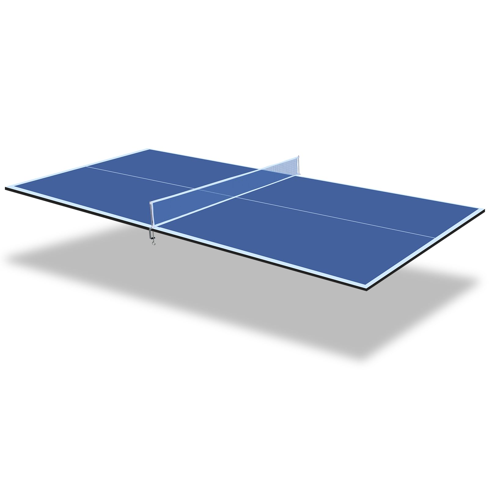 IUNNDS Table Tennis Table Topper, 6/7/8/8.5/9FT Foldable Ping Pong Conversion Top with Net Set for Billiard & Pool Tables (Blue,