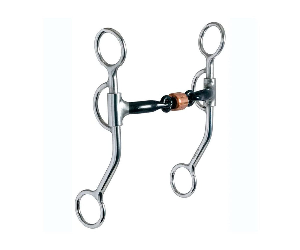 Reinsman 776 All Around Curb Bit For Horse - 3-Piece Sweet Iron Snaffle With Copper Roller - Stage C, 7 Cheeks, 5 Mouth7/16 3-Pi
