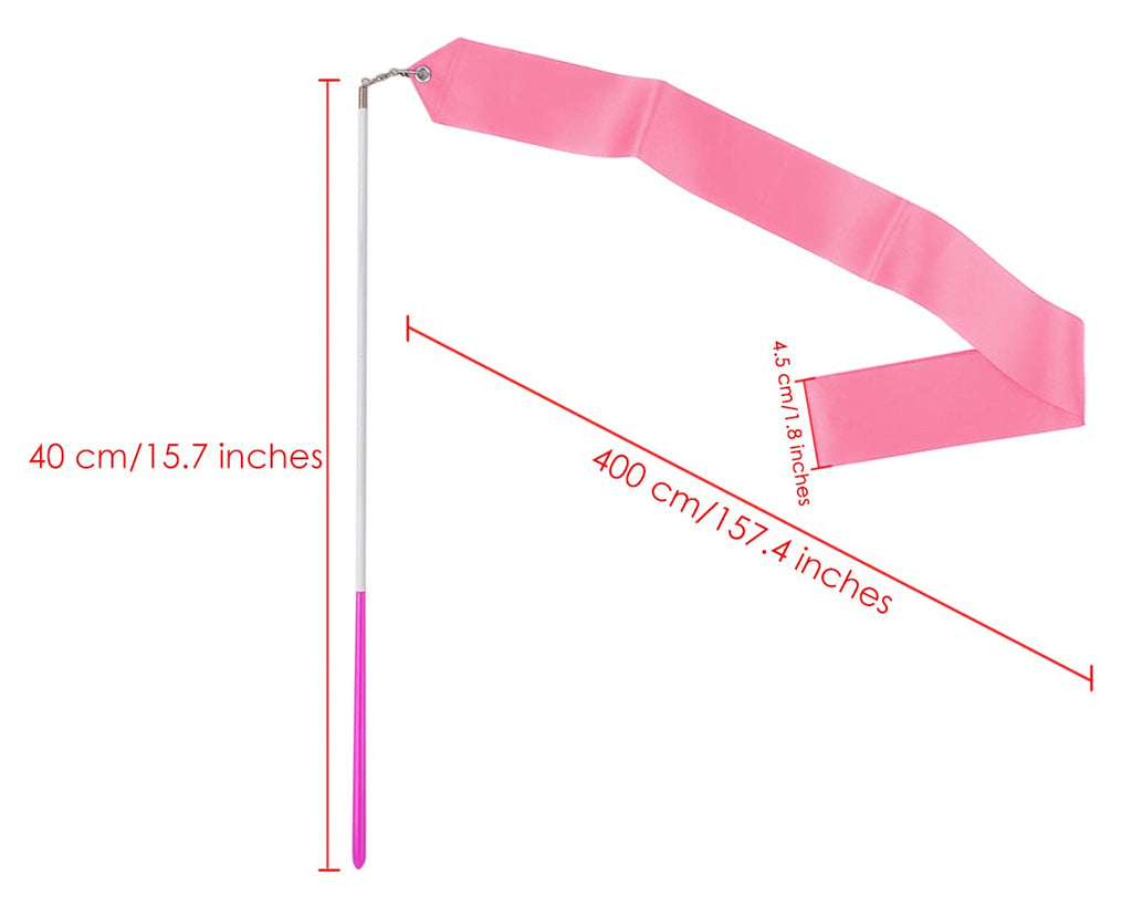 Ds. Distinctive Style Dance Ribbons With Wands 4M Rhythmic Gymnastics Ribbon Dance Streamer For Kids Baton Twirling - Pink