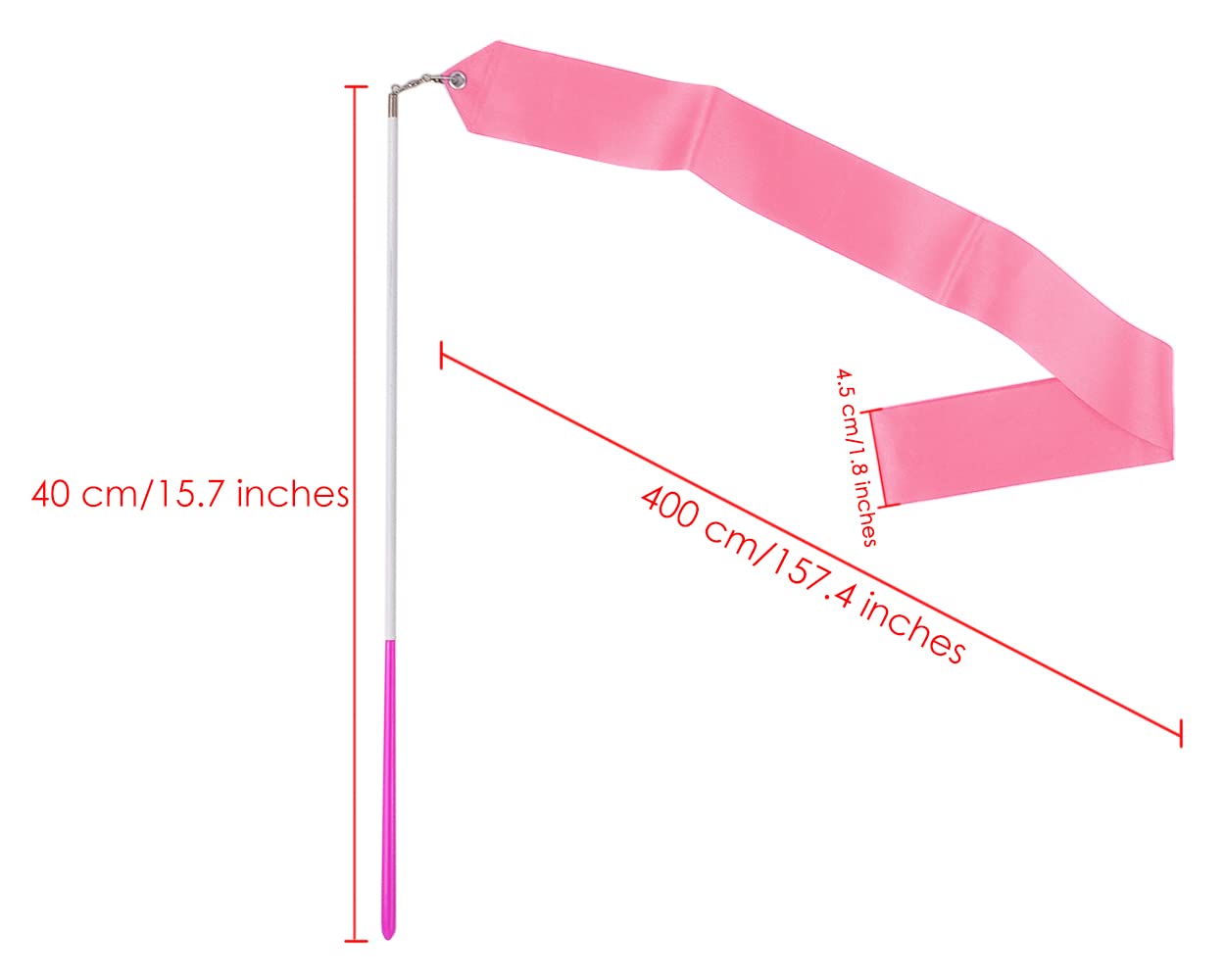Ds. Distinctive Style Dance Ribbons With Wands 4M Rhythmic Gymnastics Ribbon Dance Streamer For Kids Baton Twirling - Pink