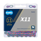 Kmc X11 Chain 11-Speed Aurora Mountain Bike/Road/Gravel 11 Speed Chain: Compatible With All Major Brands. Missing Link Included