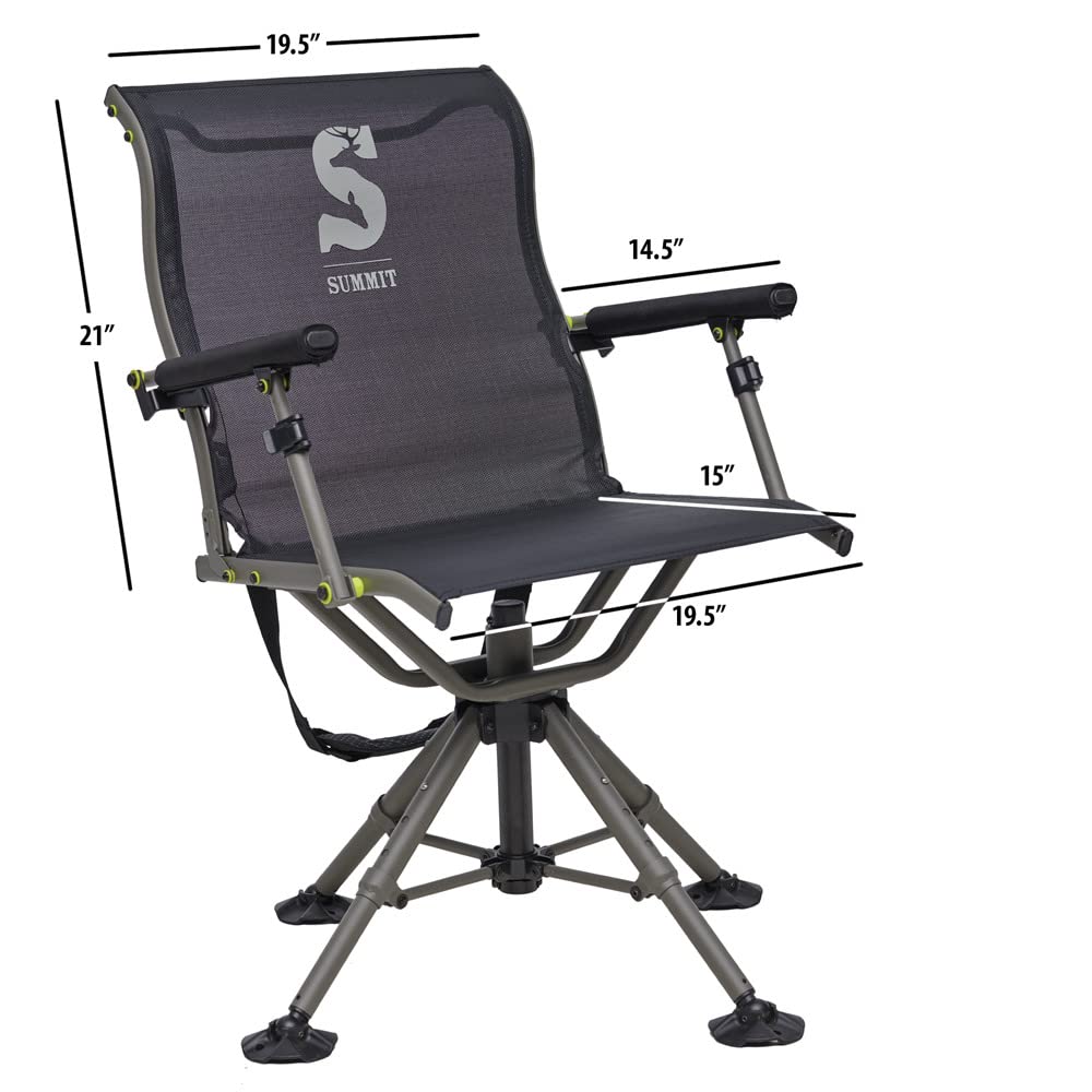 Summit Treestands Shooting Chair | Ideal Hunting Chair For Blinds | Wide Feet For Uneven Ground Or Mud, Black (Su88023)
