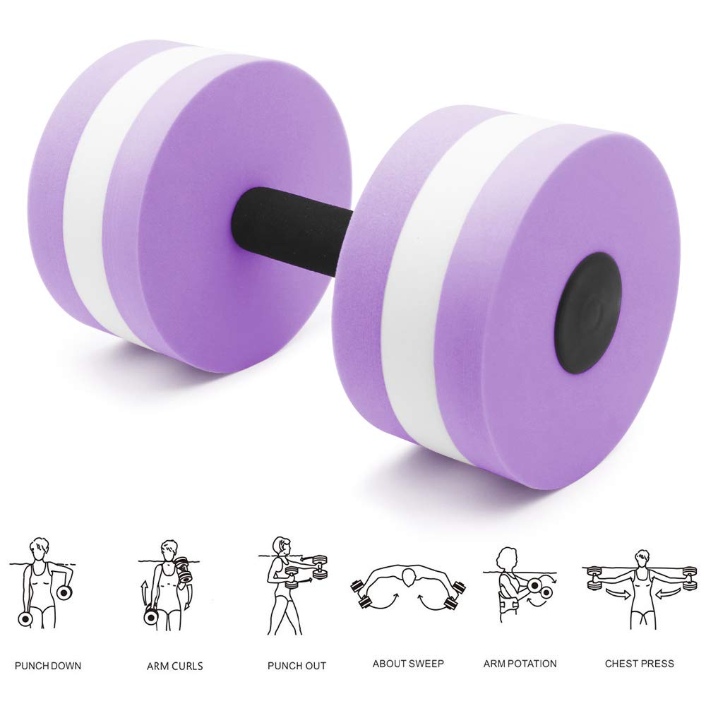 Water Dumbbells Aquatic Exercise Dumbells Water Aerobics Workouts 2Pcs Foam Barbells Hand Bars Pool Resistance For Men Women Kid