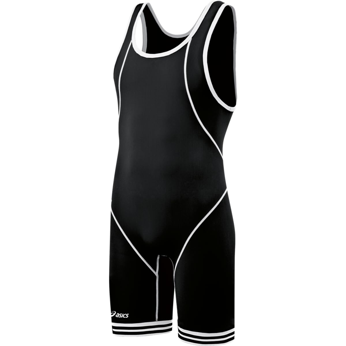 ASICS Men's Snap Down Wrestling Singlet, Black/White, Medium