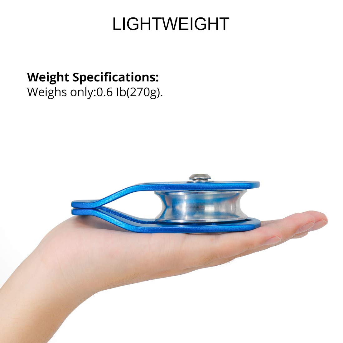 Newdoar 30Kn Ce Certified Large Rescue Pulley Single Sheave With Swing Plate For Outdoor Mountaineering Rock Climbing Rescue(Blu