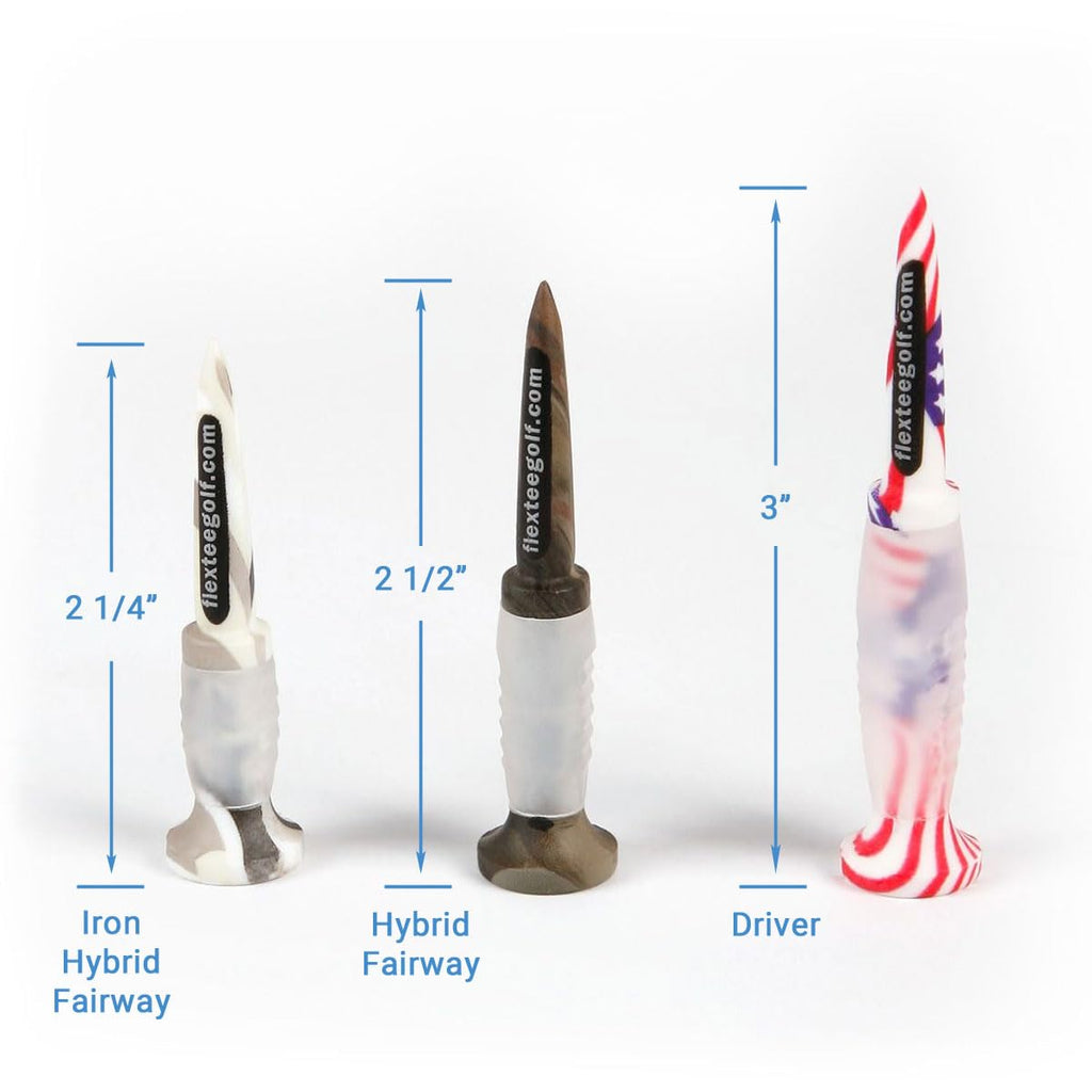 Flex Tee Flexible Usa Stars And Stripes American Flag Camo Plastic Golf Tees - 8 Pack - Assorted Sizes - Patriot Pack