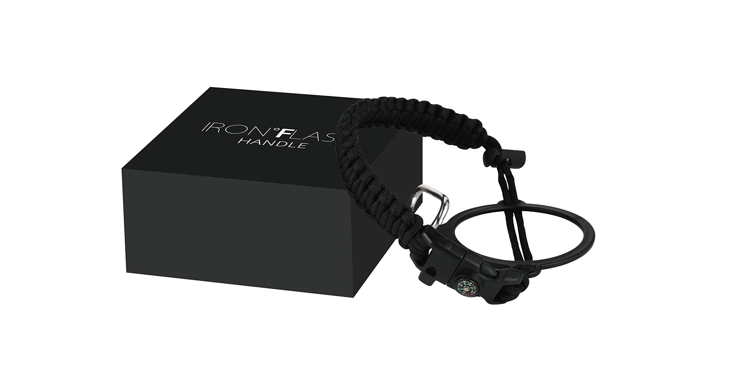 Iron       Flask Paracord Handle - Fits Wide Mouth Water Bottles - Durable Carrier, Secure Accessories, Survival Strap Cord, Saf