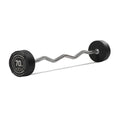 Titan Fitness 70 Lb Rubber Ez Curl Fixed Barbell, Pre-Loaded Weight Bar For Strength Training & Weightlifting