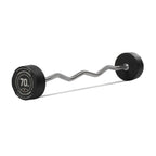Titan Fitness 70 Lb Rubber Ez Curl Fixed Barbell, Pre-Loaded Weight Bar For Strength Training & Weightlifting