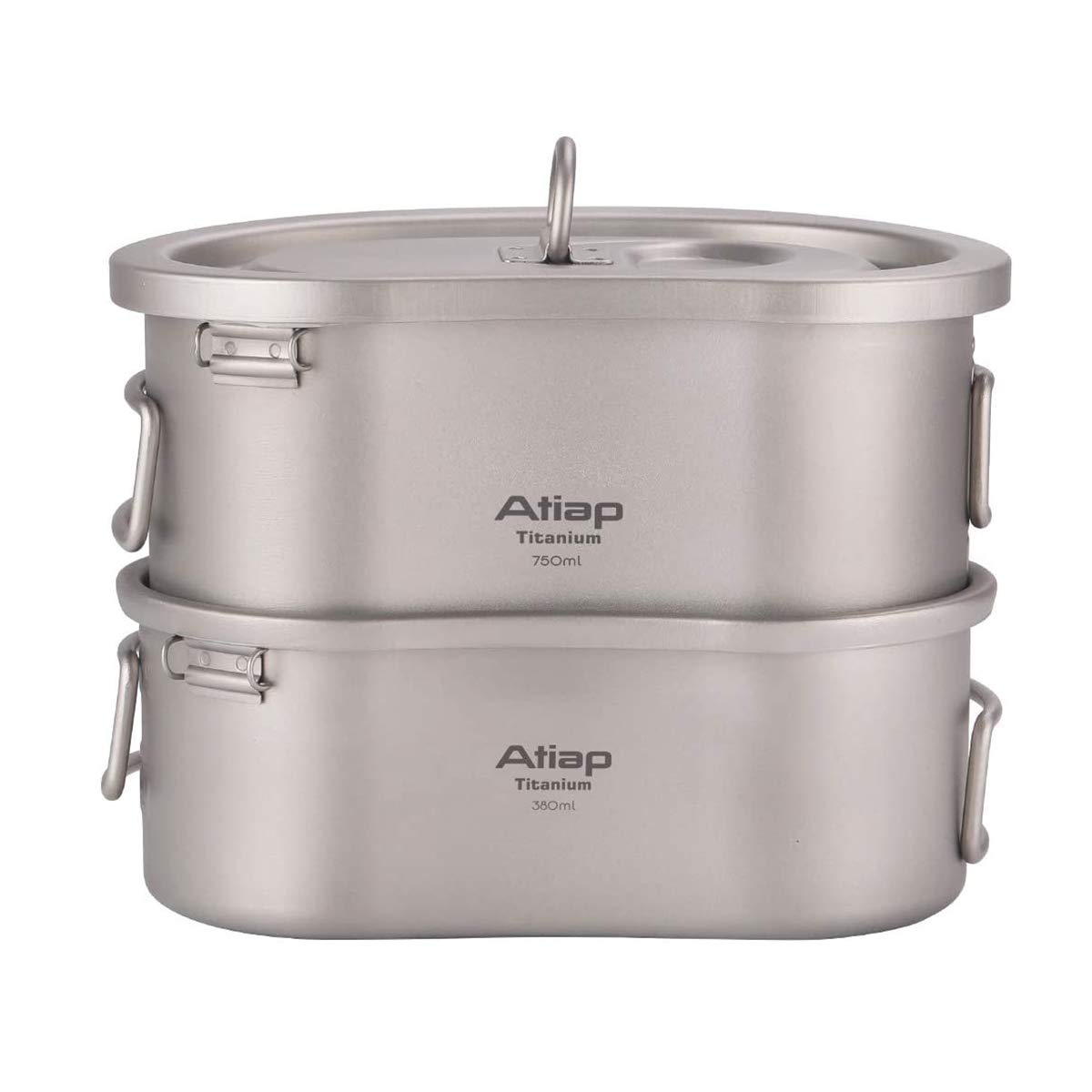 Atiap Titanium Canteen Mess Kit With Folding Handle Hanging Ring Ultralight Portable For Lunch Outdoor Camping Hiking