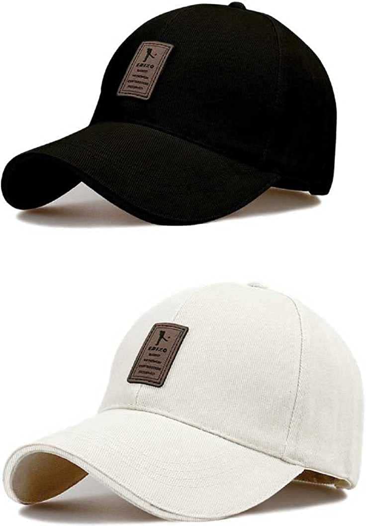 Capiteum Brand Soft Cotton Adjustable Unisex Cap Quick Drying Sun Hat Protection For Men And Women (Freesize) (Black White)