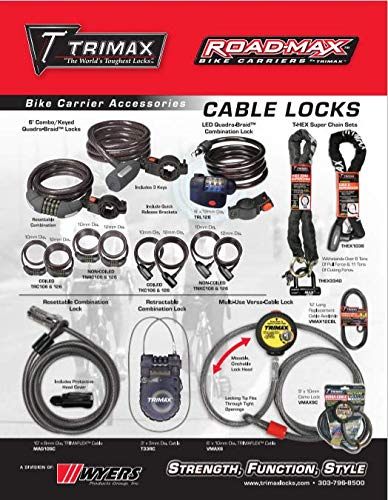 Trimax St30 Trimaflex Spare Tire Cable Lock (Round Key) 36'' X 12Mm,Black / Chrome