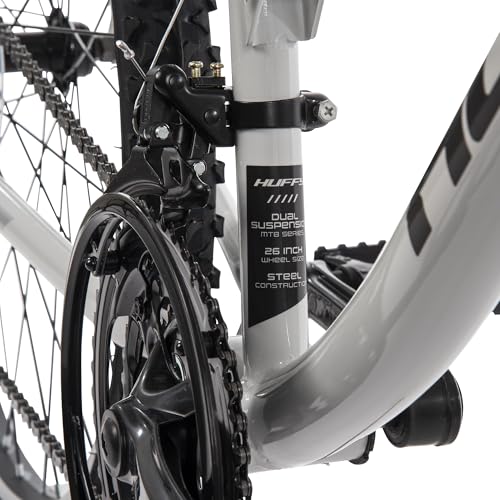 Huffy Stone Mountain 21-Speed Dual Suspension Mens Mountain Bike, 26-Inch, Gray