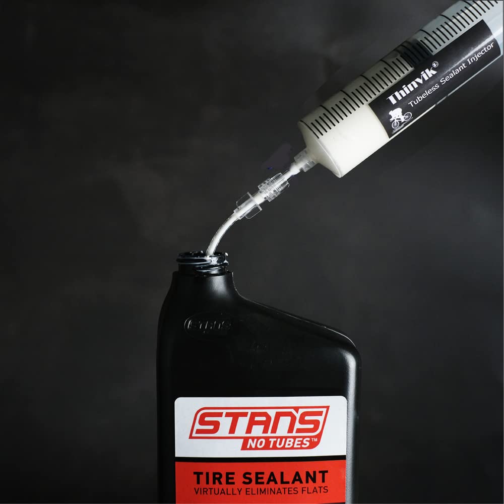 Thinvik 3.5 Oz/100Ml Bike Tubeless Sealant Injector Syringe For Stans No Tubes Sealant And Other Sealants, Presta Schrader Valve