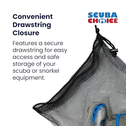 Scuba Choice Scuba Diving Snorkeling Drawstring Mesh Bag, 25'' X 13'',Black