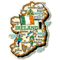 Ireland Map Fridge Magnet,Wall Decor, Irish Celtic Design With Cities, Green And Orange Decorative Art, Atlantic Coast Theme,3D 