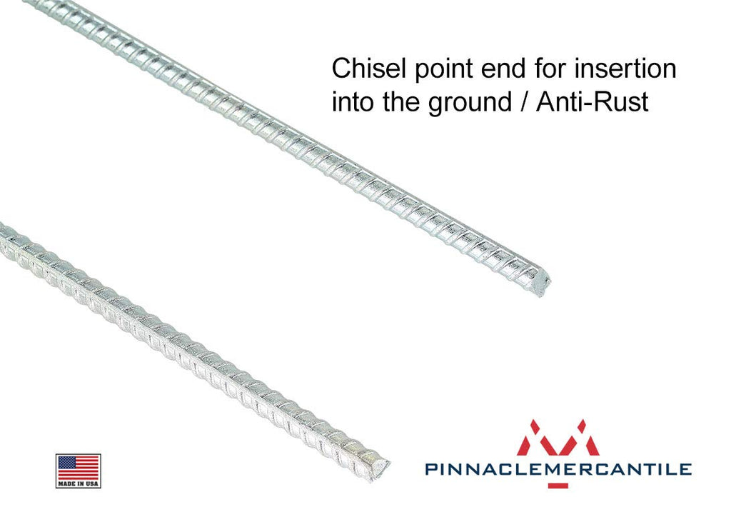 Pinnacle Mercantile Set 4 Trampoline Stakes Wind Ground Anchors Heavy Duty Anti-Rust 3/8 Round 12 Inches Long Made In Usa