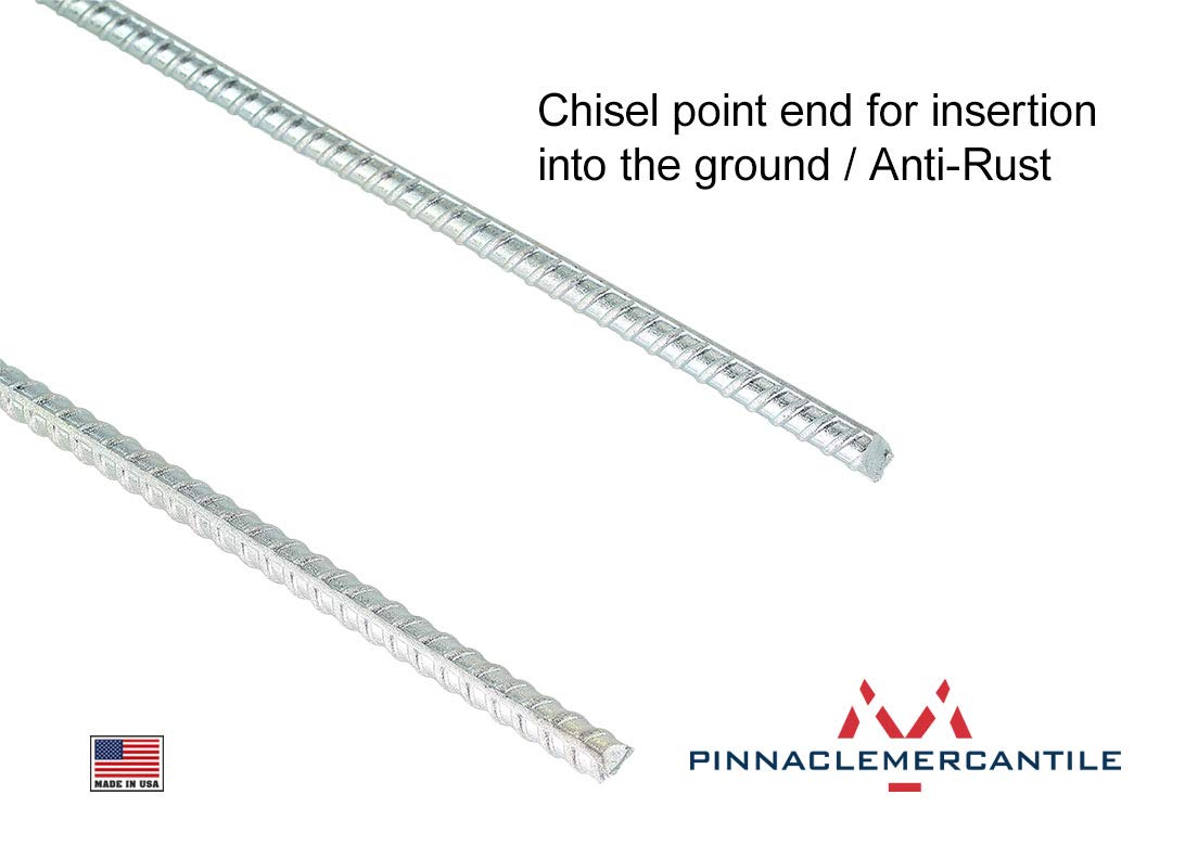 Pinnacle Mercantile Set 4 Trampoline Stakes Wind Ground Anchors Heavy Duty Anti-Rust 3/8 Round 12 Inches Long Made In Usa