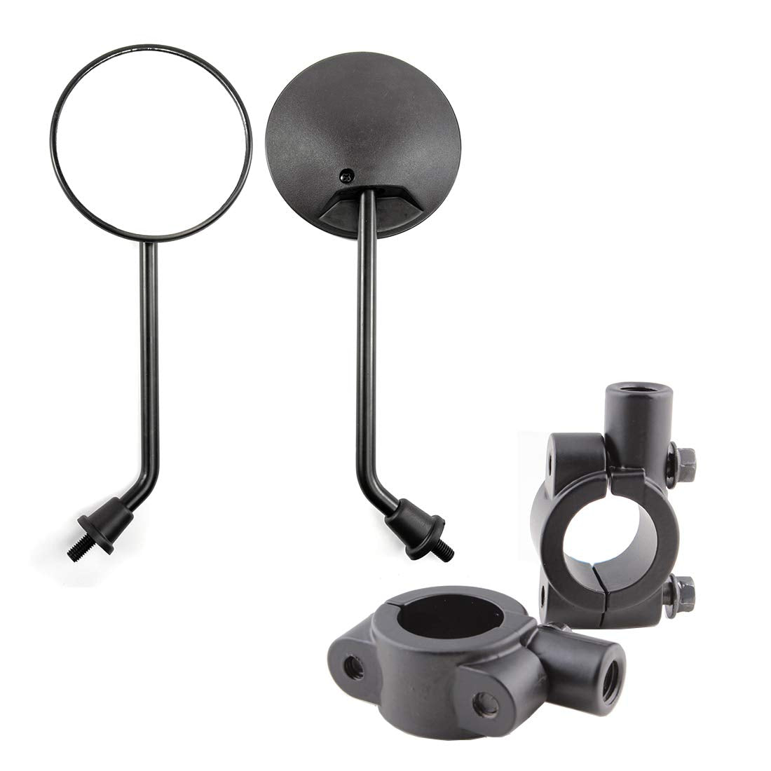 Motorcycle Side Mirror Round 10 mm Black Handlebar Mirror for Motorcycle Bicycle