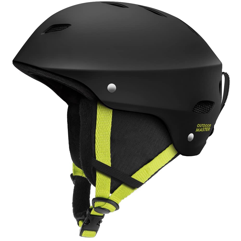 OutdoorMaster Kelvin Ski Helmet - Snowboard Helmet for Men, Women & Youth (Black+Lemon,M)