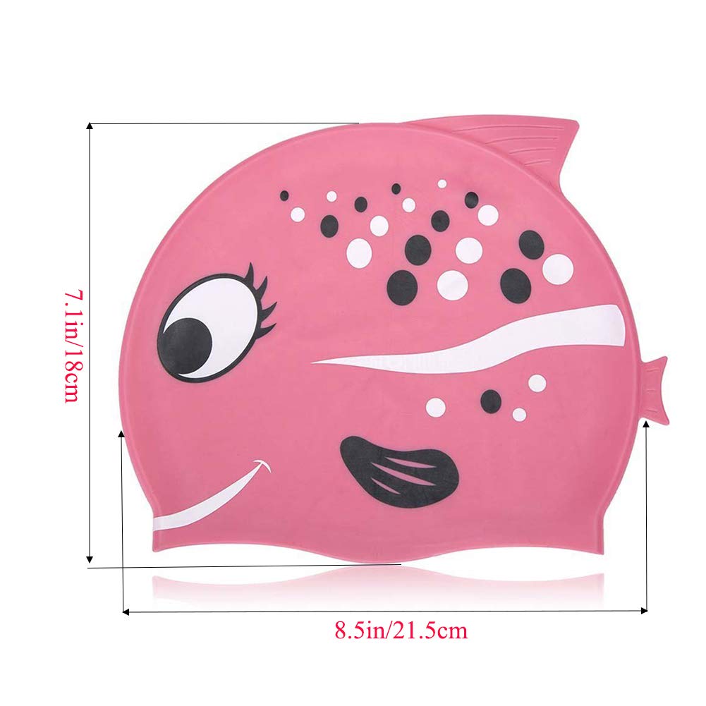 Doublewood Kids Swimming Caps Fun Swimming Hat Comfortable Silicone Children Toddlers Swim Cap Waterproof Protect Ear Swim Pool