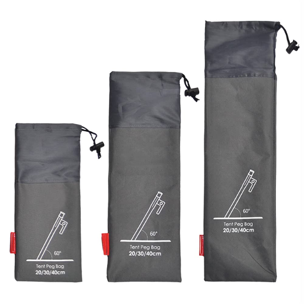 Bluemart 3Pcs Camping Tent Stakes Sleeve Tent Peg Storage Bag Camp Accesorries Bag(L, M, S)