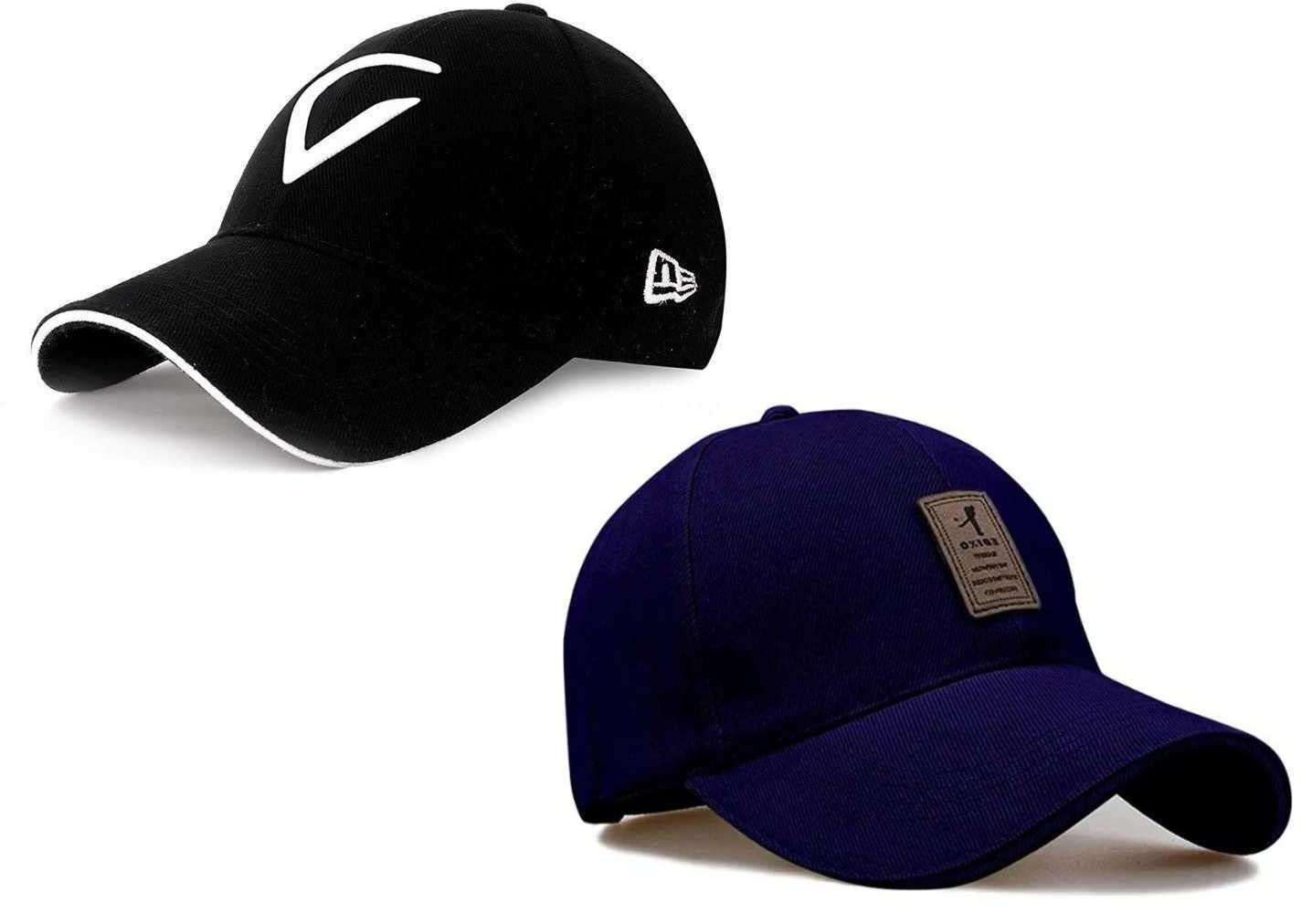 Bynomo Pack Of 2 Edixo And V Design Cap For BoyS Stylish Cotton Adjustable Baseball Cap For Men And Women, Embroidered Unisex F
