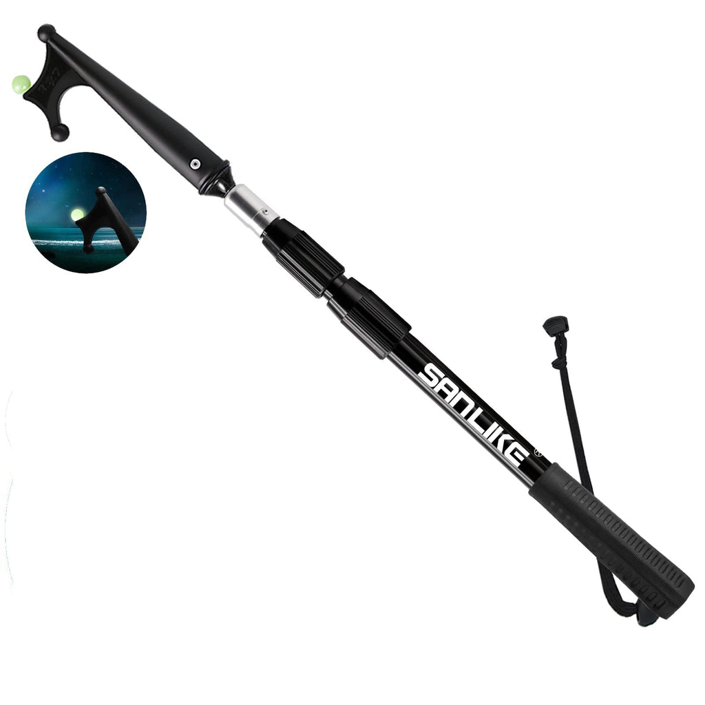 Sanlike Boat Hooks For Docking Telescoping Extension Pole Hook With Luminous Bead, Lightweight Floating, Non-Slip Rubber Handle,