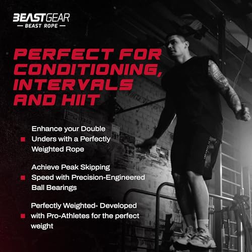 Beast Gear Speed Jump Rope - Workout Jump Ropes For Fitness, Cardio Exercise, Hiit, Mma, Muay Thai, And Boxing - Lightweight, Ad