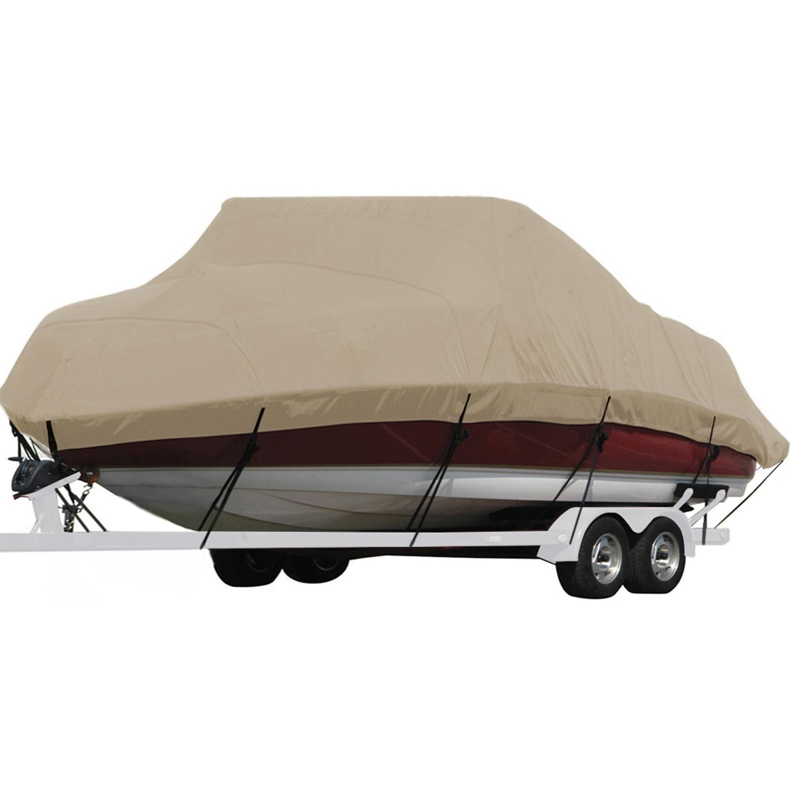 Seamander Heavy Duty Polyester Boat Cover, Marine Grade, Waterproof - Fits V-Hull, Tri-Hull, Fish & Ski, Runabout Bowrider Boats