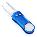 Mile High Life All Metal Foldable Golf Divot Tool With Pop-Up Button & Magnetic Ball Marker (Blue Bone)