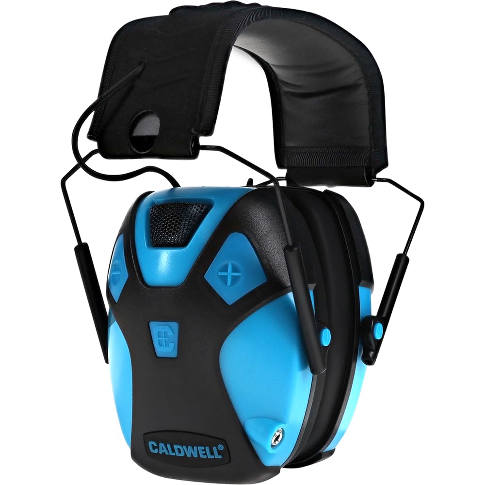 Caldwell E-Max Pro Electronic Hearing Protection 23-24 Nrr - Adjustable Lo Pro Earmuffs For Shooting, Hunting And Range, Neon Bl