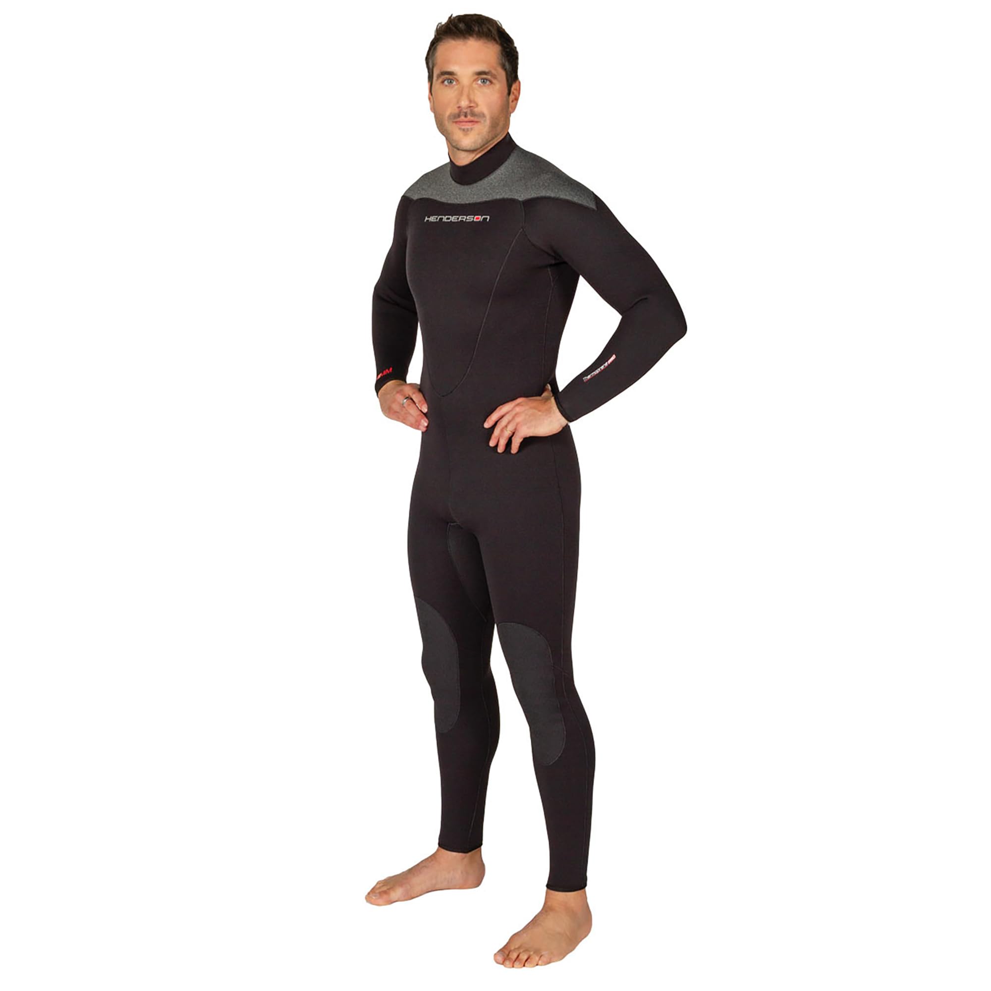 Henderson 5mm Thermoprene Pro Mens Back Zip Jumpsuit, Black/Heather Gray, Small