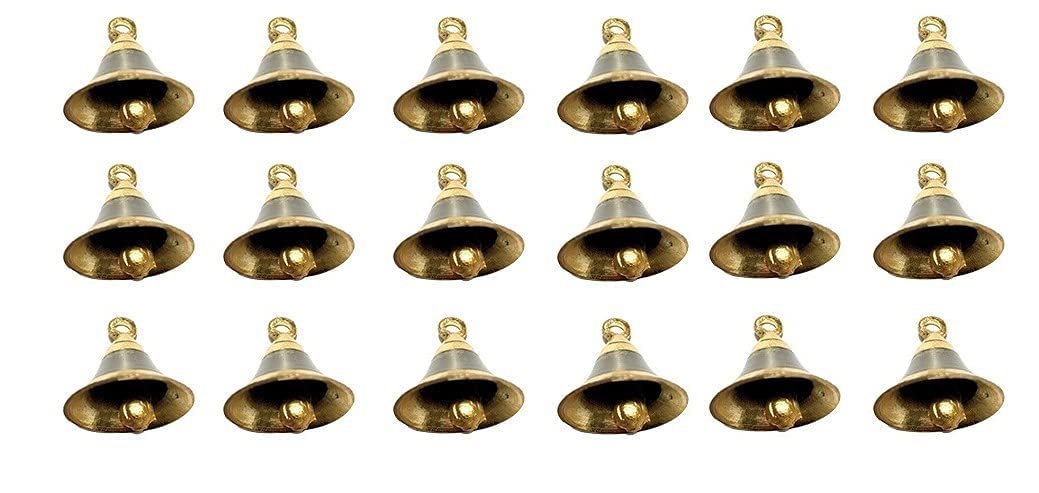 Uapan Brass Pooja Bell Jingle Bells Christmas Bell Crafts Hanging Decoration With J Hook (18, 2.5 Inch)