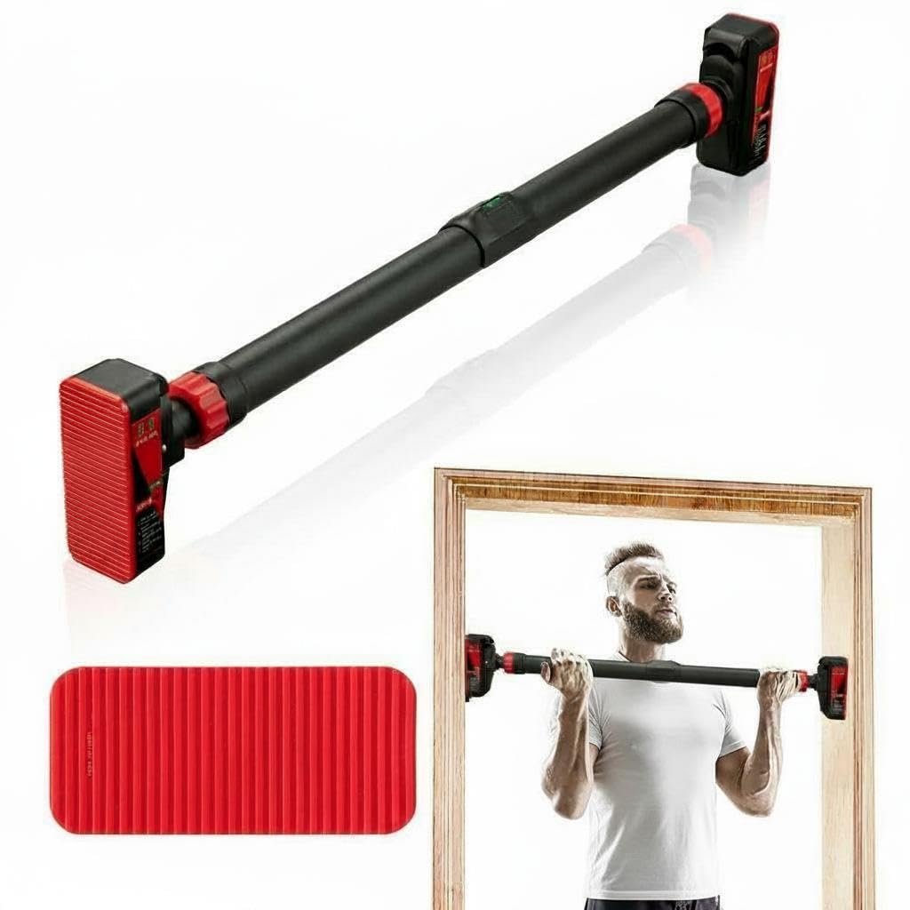 Garvee Pull Up Bar for Doorway - Adjustable No Screws Chin Up Bar for Home Gym, 440 LBS Max Load, with Level Meter & Anti-Slip D