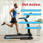 Serenelife Electric Folding Treadmill - Foldable Home Fitness Equipment For Walking & Running, 1.5 Hp Indoor Home Cardio Machine