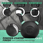 Yes4All Powder Coated Cast Iron Kettlebell Pair Light Green - 24 Kg / 53 Lb Strength Training Kettlebells Weight Set For Full Bo