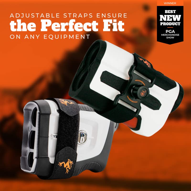 Frogger Golf Rangefinder Magnetic Holder For Golf Carts With Latch-It Technology And Non-Slip Straps  Adjustable Range Finder Mo