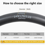 2-Pack 24'' Bike Tubes 24X1.75/1.95/2.125 Av32Mm Schrader Valve 24'' Bicycle Tubes Compatible With 24X1.75 24X1.90 24X1.95 24X2.