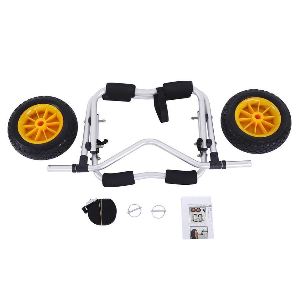 Kayak Cart Dolly Wheels Trolley - Kayaking Accessories Best For Beach Tires Transport Canoe Fishing Jon Boat Carrier Caddy Scupp