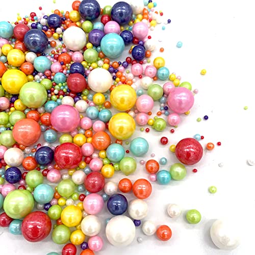 Weraru Edible Mixed Pearl Sugar Sprinkles Candy Mixing Size Baking Edible Cake Decorations Cupcake Toppers Cookie Decorating Cel